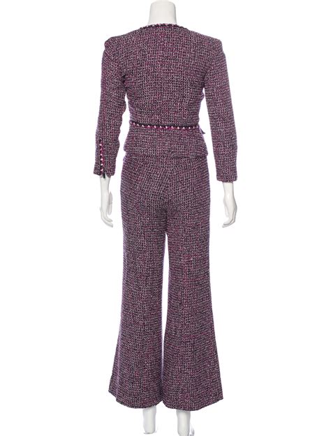 chanel tweed pantsuit|chanel tweed suit women.